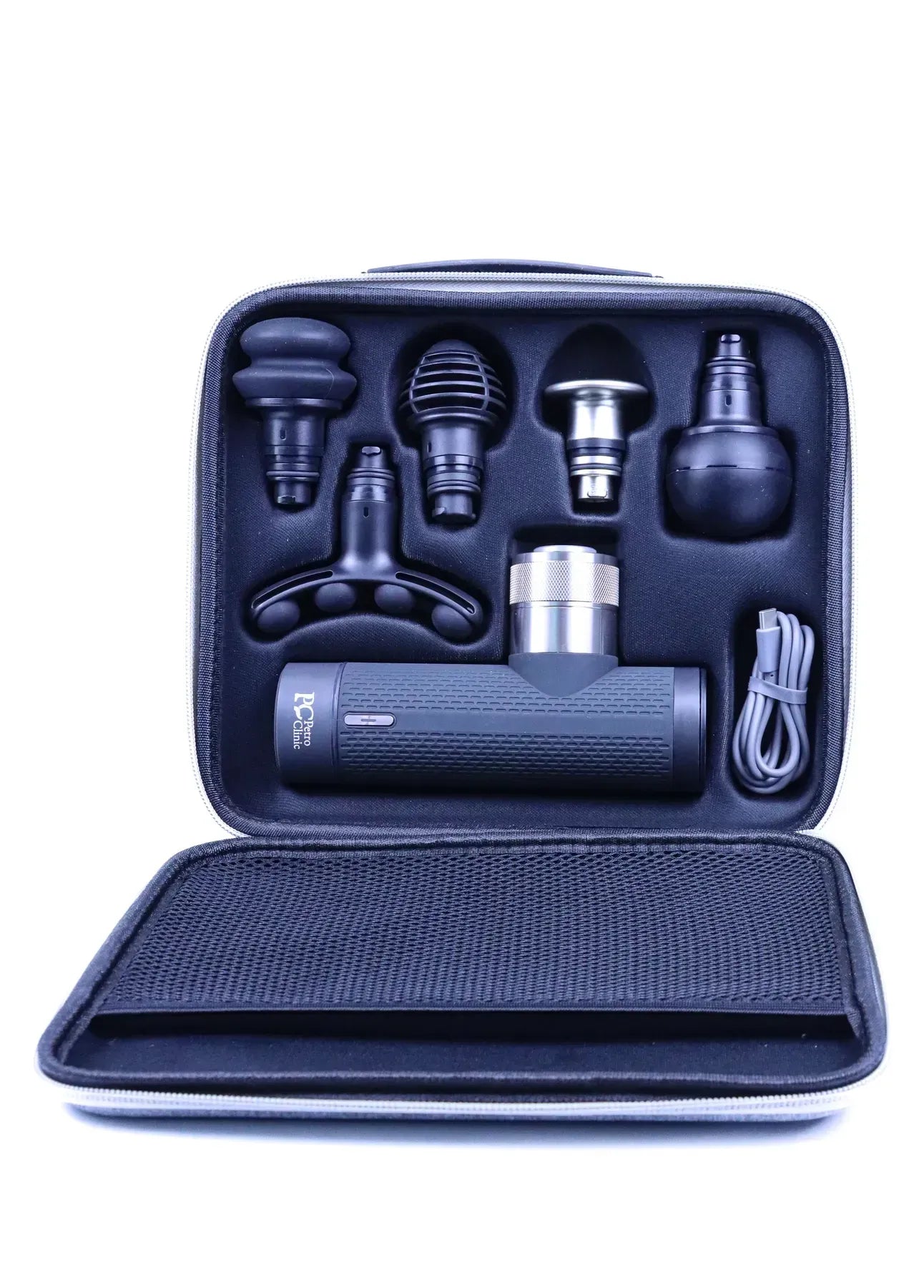 Percussion massager with heating and cooling attachment A7 Pro Petro Clinic by Beoka Gray