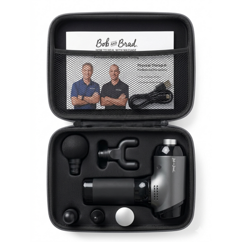 Bob and Brad T2 Max — a massage gun featuring a metal attachment, waterproof body, and a noise level under 45 dB.